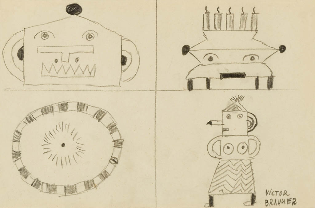 Victor Brauner - Untitled (Four Figures) - c.1960 pencil on paper